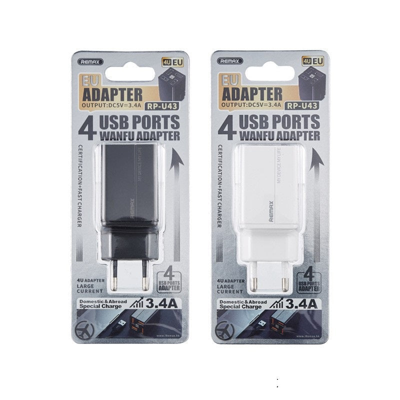 REMAX 4-Head Multi-Function Fast Charging QC Power Adapter 3C Certified Universal Charger