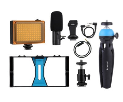 Apple Compatible Mobile Photography Live Kit with Microphone Tripod and Fill Light