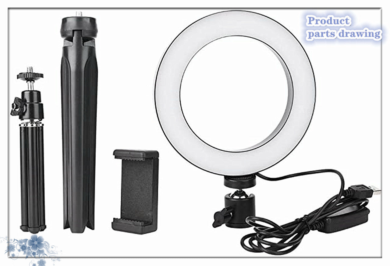 Apple Compatible 360° Rotatable Ring Light With Desktop Tripod