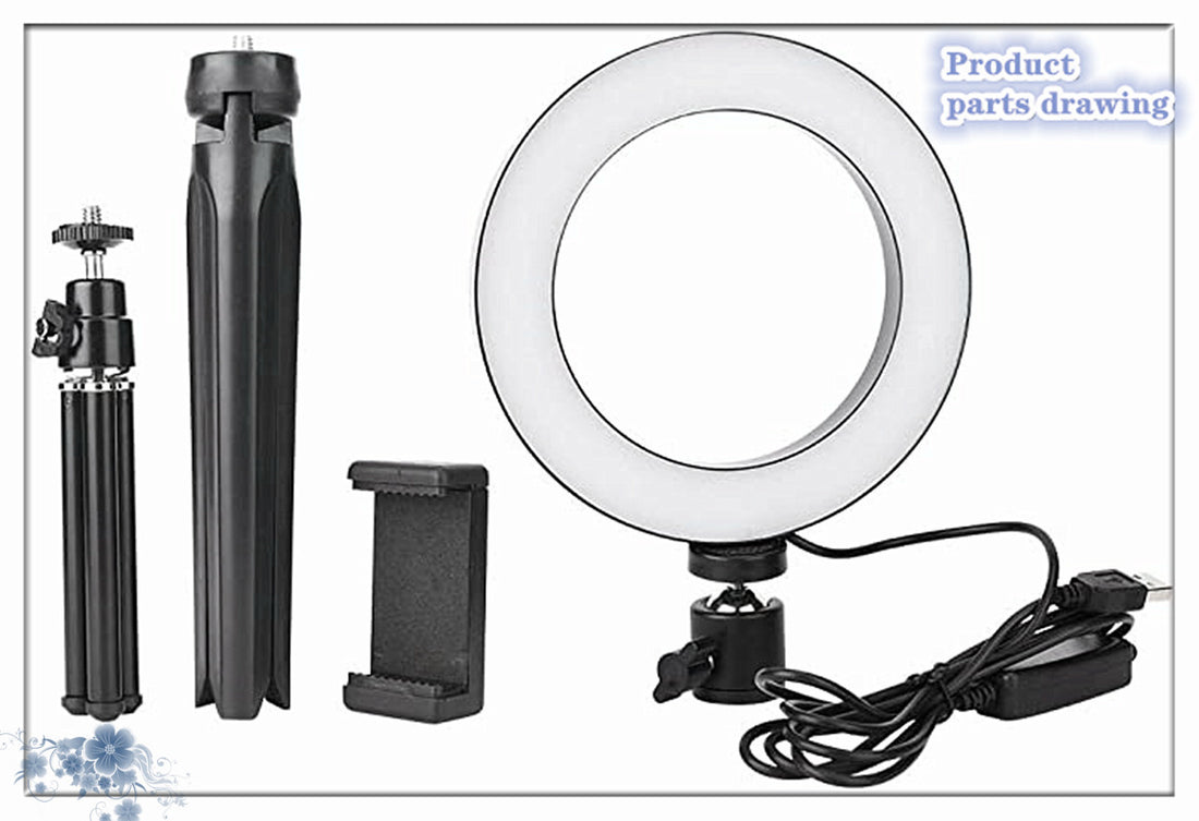 Apple Compatible 360° Rotatable Ring Light With Desktop Tripod