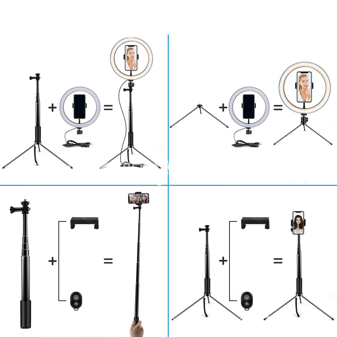 Apple Compatible 10-Inch LED Ring Light With Dimmable Tripod Stand