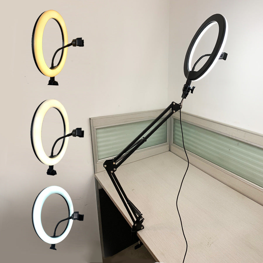 26cm Ring Fill Light Desktop Stand For Live Video And Camera