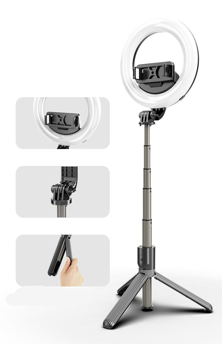 Compatible With Apple Bluetooth Tripod Selfie Stick With Rechargeable Light