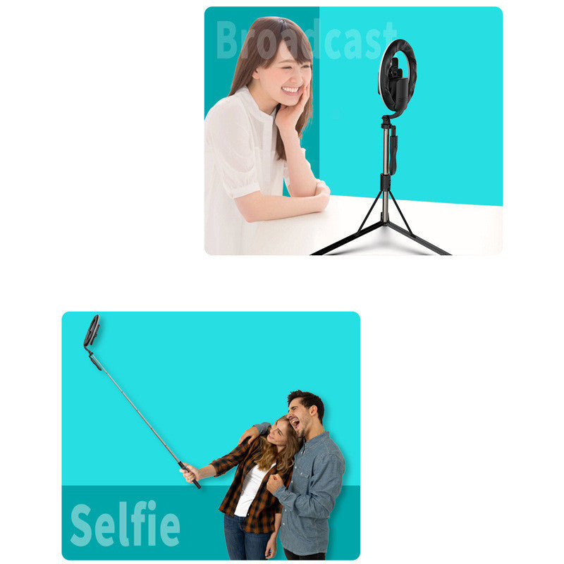 Compatible With Apple Bluetooth Tripod Selfie Stick With Rechargeable Light