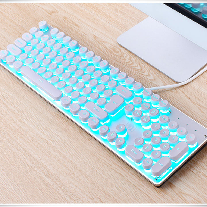 Wired Retro Punk Luminous Gaming Keyboard Desktop Computer