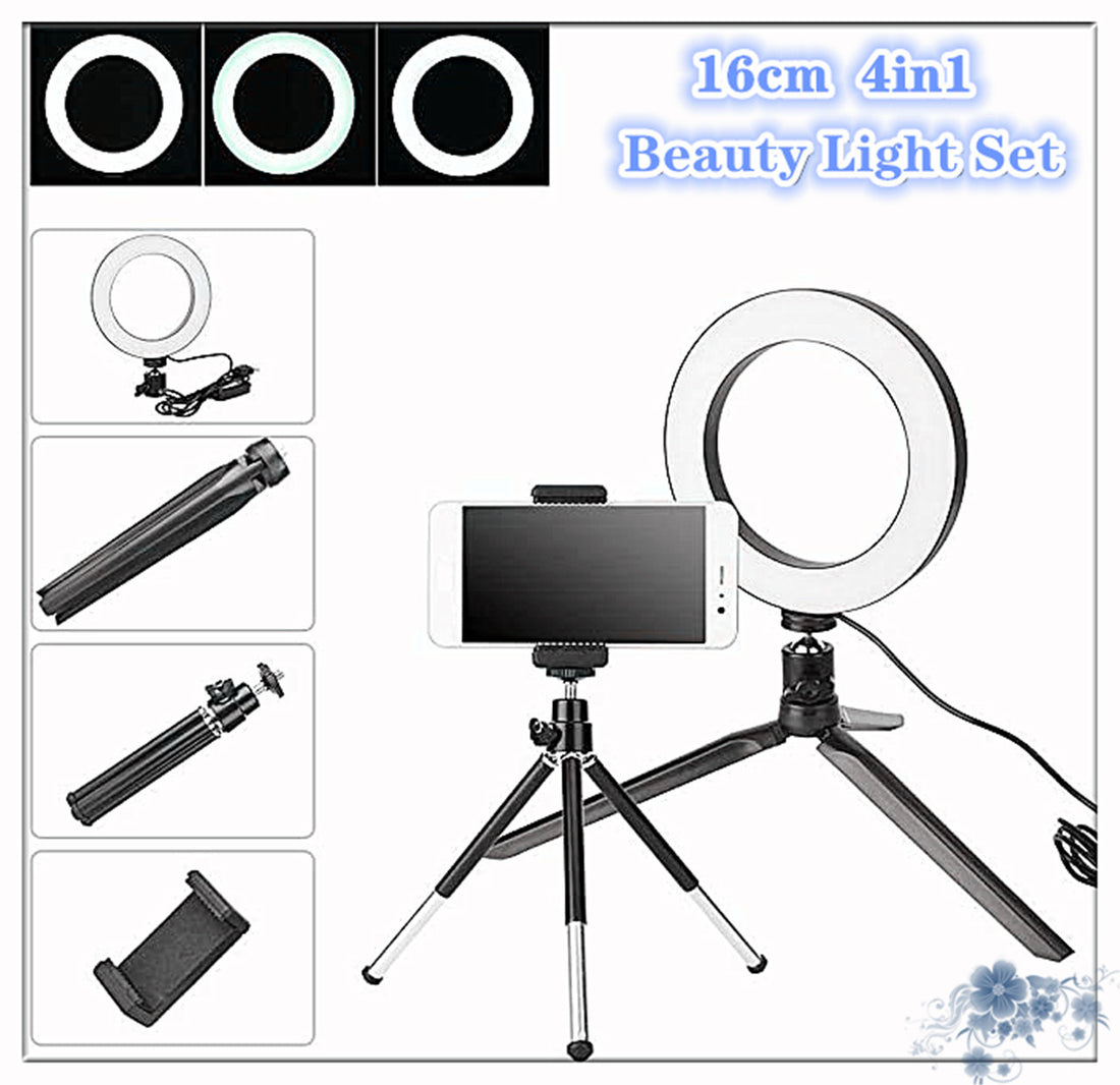 Apple Compatible 360° Rotatable Ring Light With Desktop Tripod