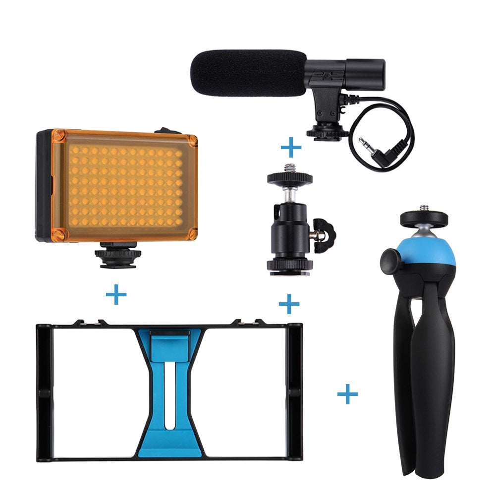 Apple Compatible Mobile Photography Live Kit with Microphone Tripod and Fill Light