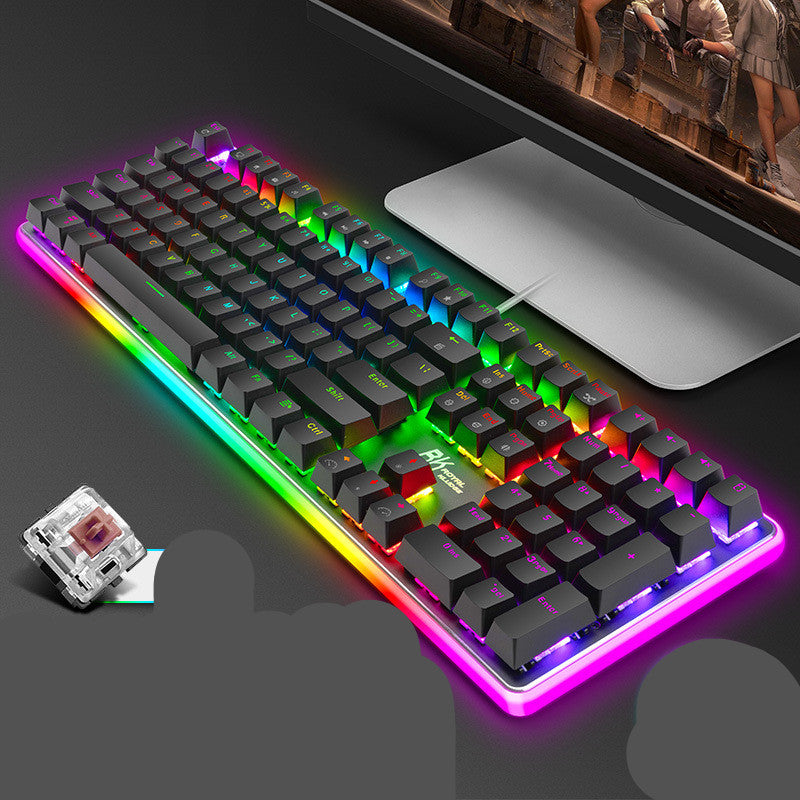 108-Key Black Green Tea Red Switch Gaming Keyboard
