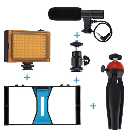 Apple Compatible Mobile Photography Live Kit with Microphone Tripod and Fill Light