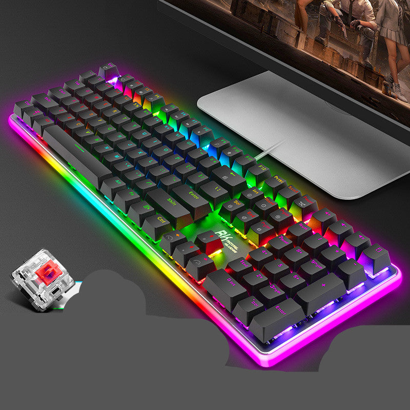 108-Key Black Green Tea Red Switch Gaming Keyboard