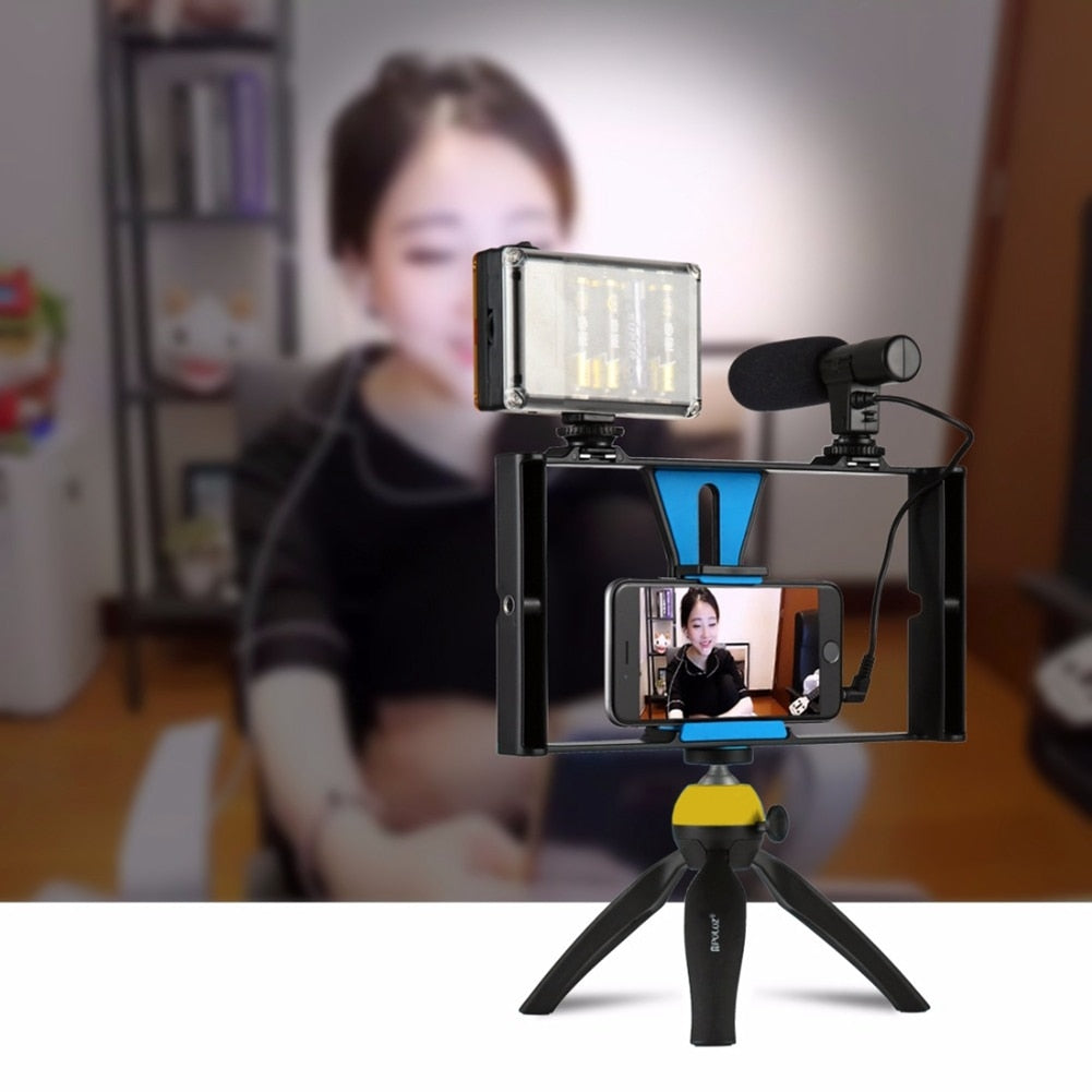 Apple Compatible Mobile Photography Live Kit with Microphone Tripod and Fill Light