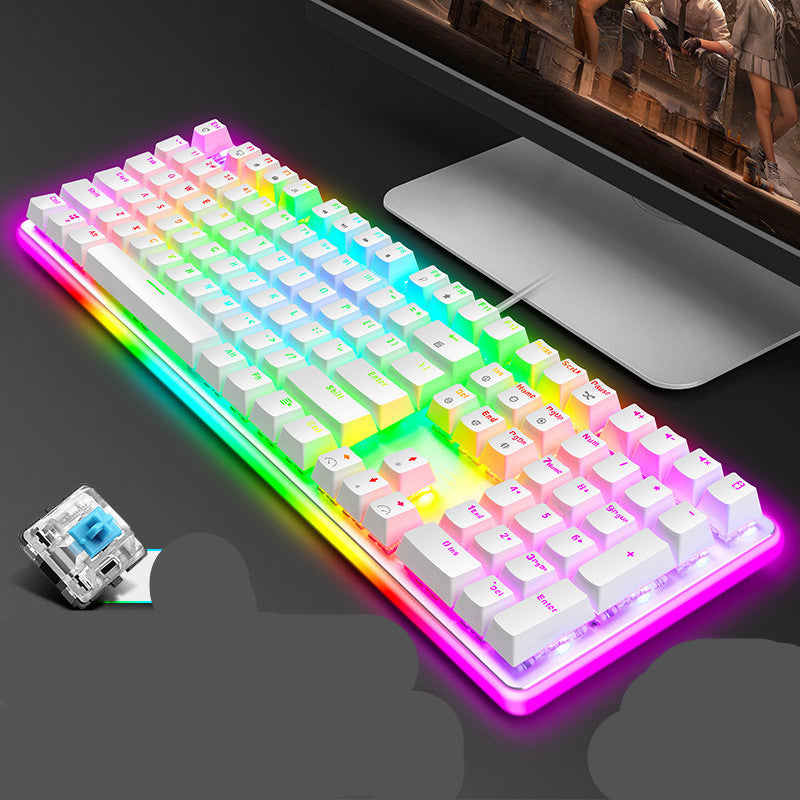 108-Key Black Green Tea Red Switch Gaming Keyboard