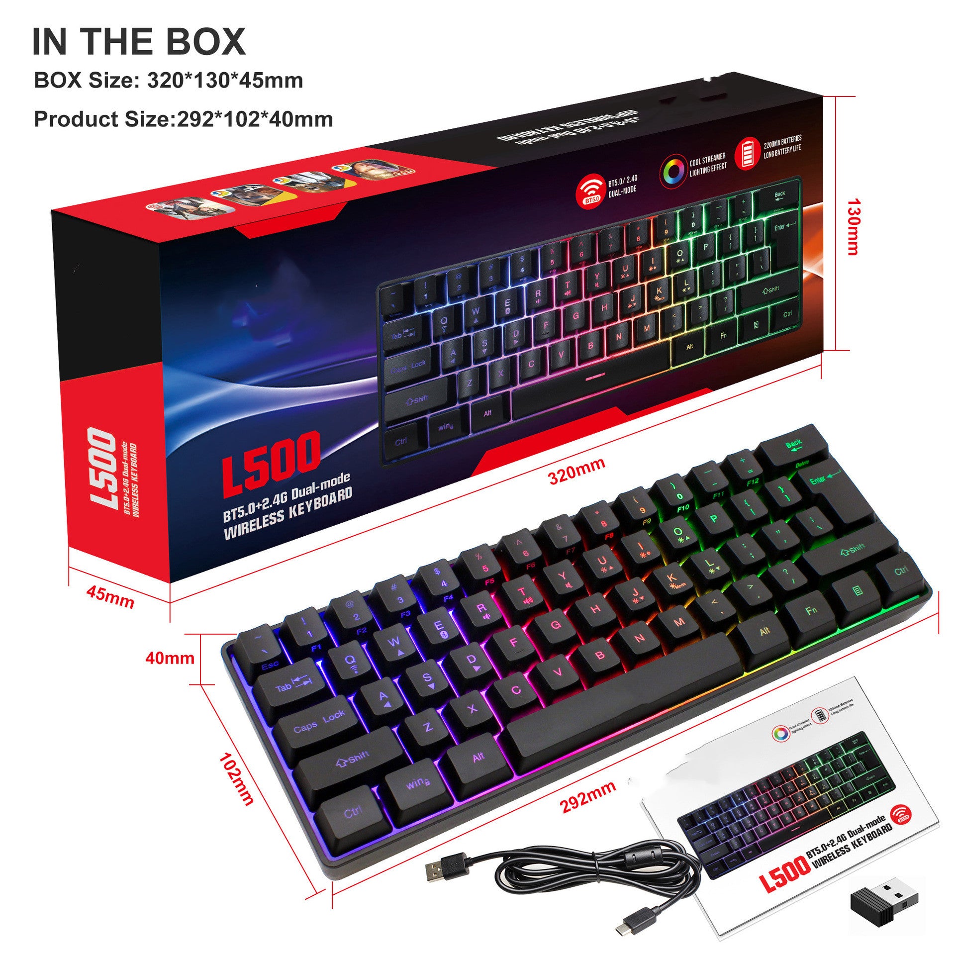 61-Key RGB Wired Gaming Membrane Keyboard