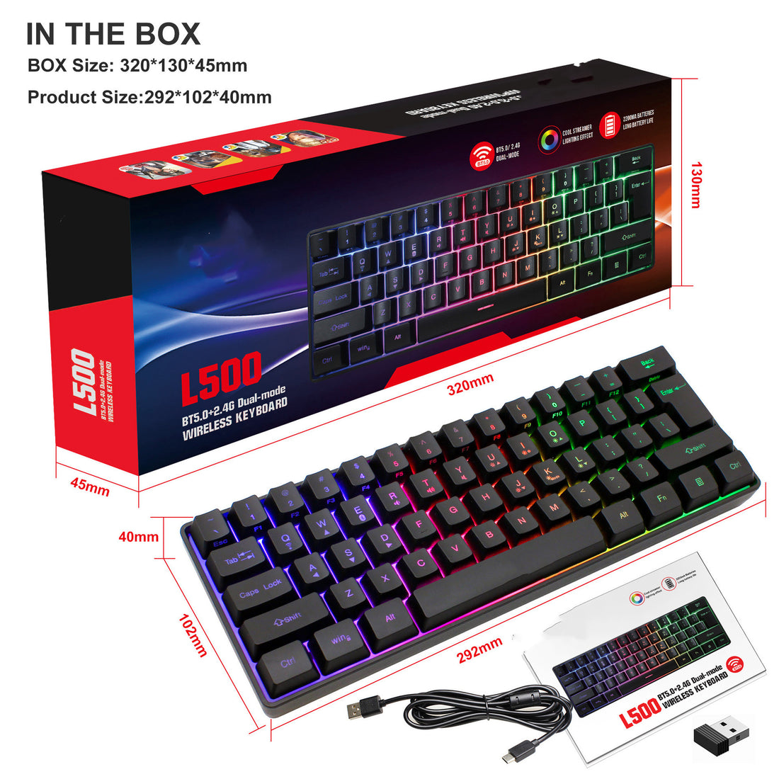 61-Key RGB Wired Gaming Membrane Keyboard