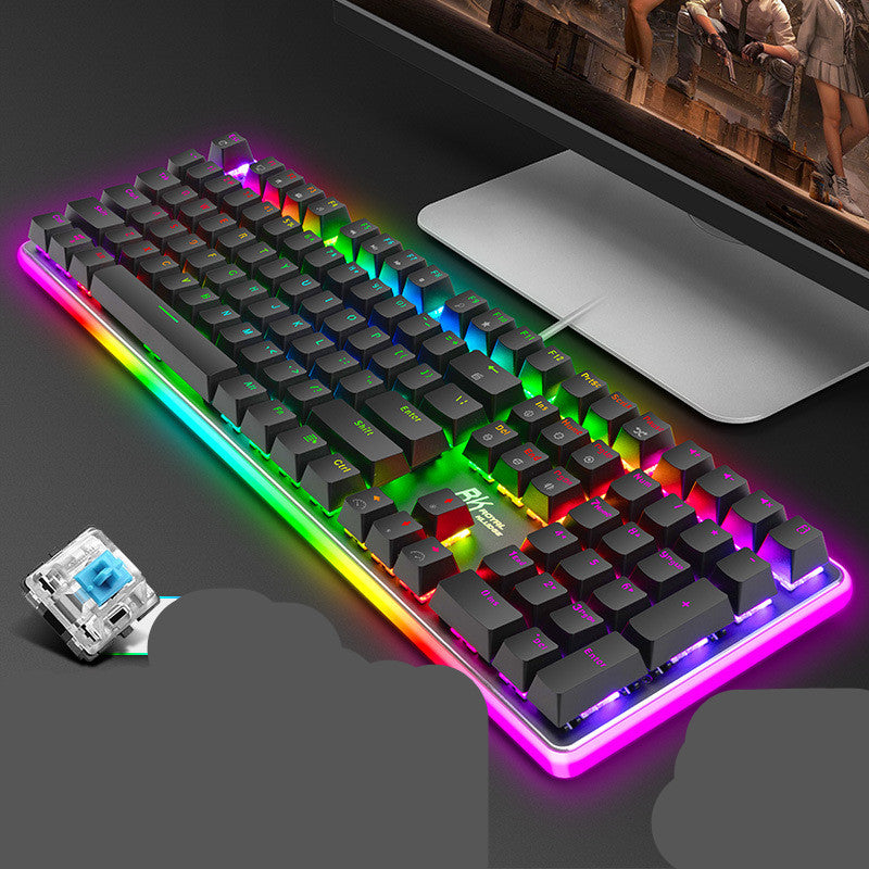 108-Key Black Green Tea Red Switch Gaming Keyboard
